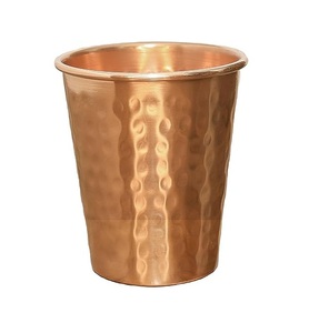best Selling Copper Tumbler Hammered Design Water Glass With Raw Exterior FInished handmade Copper Water Glass / Tumbler - Product Image 1