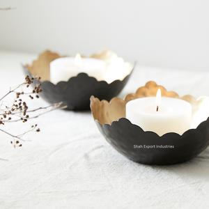 Tazón de vela de hierro martillado de diseño clásico para luces de hogar y boda, cuencos de vela de Metal con acabado dorado decorado - Product Image 6