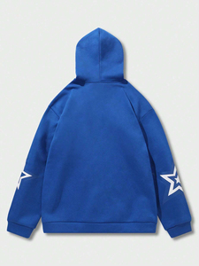 Sweat à capuche en polaire imprimé à fermeture éclair intégrale vintage pour hommes 100% coton coupe ample d'hiver sweat-shirt à logo personnalisé - Product Image 3