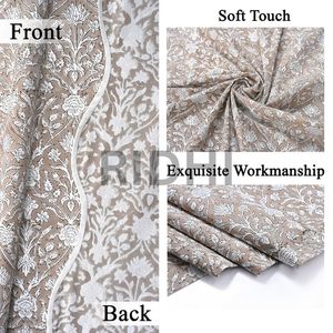 Rideau en coton lavable Ridhi Warm Stone Brown à motifs floraux imprimés à la main, pour fenêtre et porte, design indien, décoration tendance pour la maison 2025 - Product Image 3