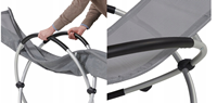 Fauteuil à bascule moderne d'extérieur pliable zéro gravité avec appui-tête en tissu maillé respirant pour patio, jardin, balcon