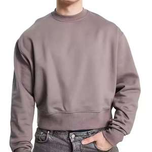 Custom Size Men's High Quality Pullover <b>Sweatshirt</b> 100% Cotton Rib Crew Neck Blank Cropped Hoodie Men <b>Sweatshirt</b> - Product Image 1