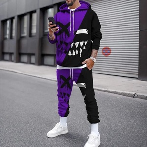 Conjunto de Sudadera con capucha impresa en 3D para hombre, conjunto de dos piezas de pantalones deportivos informales para correr, ropa de hombre de algodón hip-hop de otoño e invierno - Product Image 6