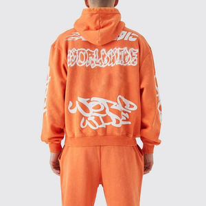 Ensemble de survêtement unisexe avec logo personnalisé, sweat à capuche rose à taille élastique, impression sérigraphique délavée, jogging, streetwear, hiver, OEM - Product Image 3