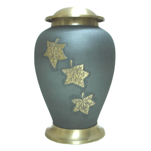 American Style <b>Large</b> Adult Human Cremation <b>Urn</b> Falling Maple Leaves Design Metal Ashes Storage for Funeral Services Memorial - Product Image 2
