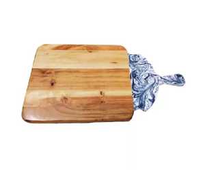 Elegante Tabla de servir de madera de resina con incrustaciones de piedra de ágata para el hogar, boda, restaurante de negocios para tabla de quesos, bloque de cortar - Product Image 3