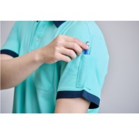 Tissu respirant et anti-humidité, imprimé/brodé, Lacoste, coupe classique, transfert thermique, 200 grammes, tricot doux vierge pour chemise, Aqua