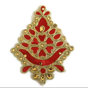 2025 traditionnel brodé rouge or en forme de coeur Applique Patch fabriqué à la main toile tissu mariage décor perles pour vêtements ethniques - Product Image 1