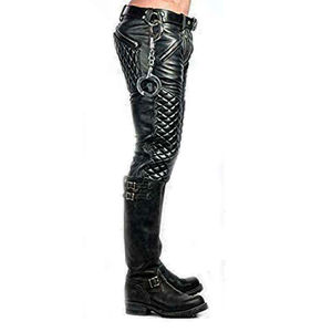 Pantalones de cuero de invierno personalizados para hombre patrón recto a prueba de viento estilo casual tela de lona cintura media alta calidad hecho Pakistán OEM - Product Image 4