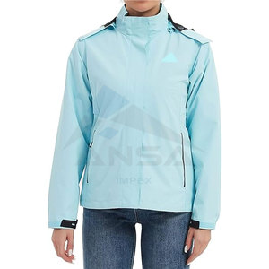 Impermeable para Mujer con Capucha, Chaqueta Ligera para Senderismo, Cortavientos Softshell para Todo Tipo de Clima, Azul Claro - Product Image 2