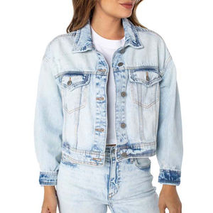Classic Fit <b>Light</b> Wash Camouflage Breathable Denim <b>Jacket</b> for <b>Women</b> with Embroidery Logo Customization Options - Product Image 6