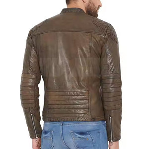 Service OEM sur mesure, veste en cuir décontractée pour homme de haute qualité pour l'hiver, avec fonction coupe-vent et fermeture à glissière - Product Image 4