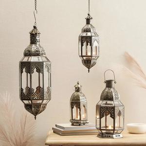 Farol Marroquí Moderno Hecho a Mano de Metal y Vidrio Plateado, Portavelas, Decoración Elegante para el Hogar, Iluminación - Product Image 4