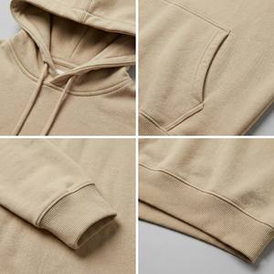 Sudadera con Capucha Extra Grande para Mujer, Color Beige, Felpa de Algodón Grueso, Bordado 3D, Lisa, Personalizable con Logotipo - Product Image 6