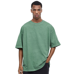 เสื้อเชิ๊ตผู้ชายทรงหลวมสีแอซิดวินเทจเสื้อยืดลำลองคอลูกเรือทรงสลิมฟิต - Product Image 1