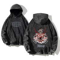 Anime Attack on Titan Hoodie Imprimé Hip Hop Manches Longues Casual Streetwear Acid Washed Hoodies Manga Print Sweatshirts Tops 2025