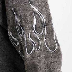 Servicio OEM Sudaderas con capucha de lavado ácido de invierno con logotipo personalizado Cuello con capucha de color sólido ligero Mejor diseño al por mayor - Product Image 5