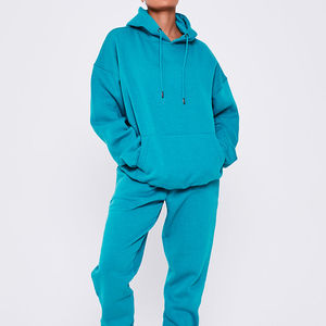 Chándal holgado sólido con capucha de poliéster 100% personalizado para mujer, chándal de 2 piezas, ropa de calle de invierno personalizada - Product Image 3