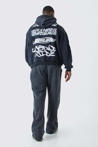 <b>Tech</b> Fleece Tracksuit for Men High Quality Customized Logo Jogger Sweatsuit Hood Breathable Zipper Acid <b>Wash</b> Printed Winter - Product Image 5