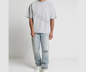 Camiseta de Hombre con Lavado Ácido, Estilo Urbano Hip Hop, 100% Algodón, con Logotipo Personalizable, Talla Grande, Vintage - Product Image 3