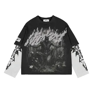 Sudaderas con capucha unisex personalizadas Sudaderas con cuello redondo para hombres con manga doble 100% algodón Impresión DTF Logotipo personalizable - Product Image 4