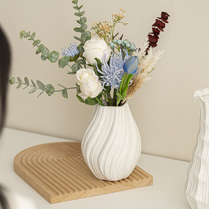Jarrón de Cerámica Texturizado Blanco Moderno, Decoración <span class=keywords><strong>Minimalista</strong></span> para el Hogar de Estilo Nórdico - Product Image 2