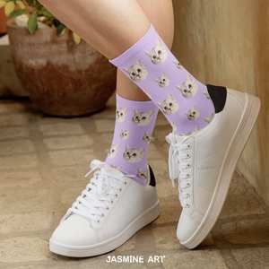 2024 personnalisé OEM haute qualité Polyester chien visage chaussettes de sport noël Performance extérieure tissé Sublimation Technique 10 paires - Product Image 5