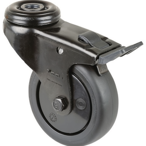 Rueda para Muebles de 75 mm con Capacidad de Carga de 60 kg, con Bloqueo Total y Acabado de Goma Negra - Product Image 3