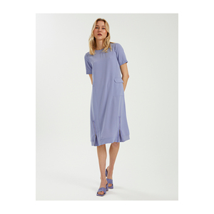 Robe en coton très colorée pour femmes avec fermeture éclair, manches courtes, sans doublure, sans poche - Product Image 1