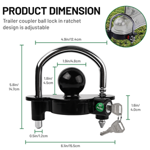 Juego de 4 piezas con kit de bloqueo de remolque, bloqueo de bola y la misma llave para pasadores de 5/8 y 1/2 pulgadas, herramienta de cerrajería para automóviles - Product Image 3