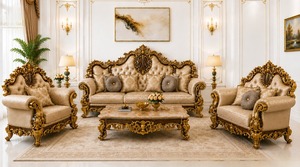 Juego de Muebles de Sala de Estar de Madera de Teca de Lujo Estilo Castillo, Tallado a Mano, Fabricante y Exportador de Muebles de Sofá Reales para Hogares en EE. UU. - Product Image 2