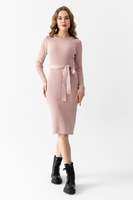 Robe en tricot pour femmes, col rond, manches longues, flexible, chaude, détail ceinture, haute qualité, nouvelle mode d'hiver, services OEM personnalisables