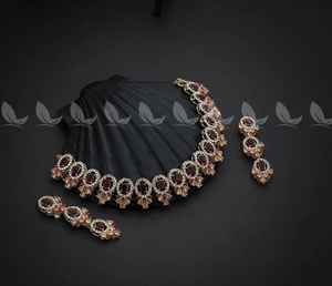 Fashion Artificial Jewellery Gold Plated Brass Alloy Luxury <b>Small</b> Pearl Beaded <b>Wedding</b> Necklace and Earring Jewelry Sets Women - Product Image 3