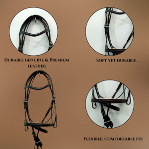 Brida de Cuero Premium para Caballo |   Brida de Cuero Genuino Estilo Occidental |   Hermoso Diseño |   Equipo de Equitación Resistente - Product Image 4