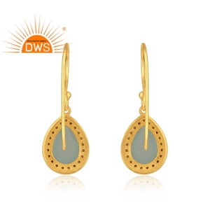ต่างหูพลอยคาลซิโดนีชุบทอง18K ธรรมชาติ - Product Image 3