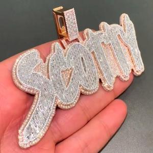 Pendentif en diamant moissanite glacé de luxe hip-hop personnalisé en argent sterling 925 Glamour, pendentifs fins unisexes personnalisés - Product Image 3