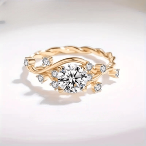 Anillo Vintage de Oro Macizo con Diamante Cultivado en Laboratorio Estilo Rama, de Moda, para Promesa o Compromiso, Regalo para Mujer, Joyería al por Mayor - Product Image 4