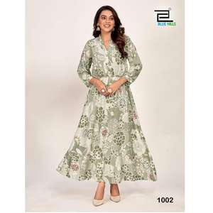 Nouvelle collection de kurtis longs et élégants, style occidental, pour un usage quotidien et professionnel, pour femmes, en tissu rayonne imprimé. - Product Image 1