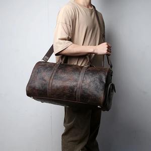 Vintage Leather Duffle <b>Bag</b> with Zipper Closure Reusable for Travel & Gym Unisex <b>Overnight</b> <b>Bag</b> - Product Image 3