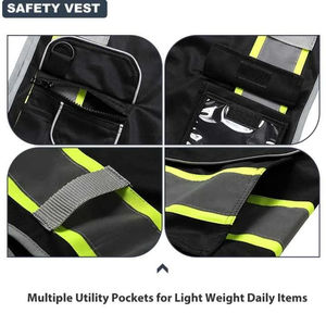 Gilet de sécurité réfléchissant à haute visibilité 100% polyester, fermeture éclair avant, gilet de sécurité pas cher avec logo - Product Image 5