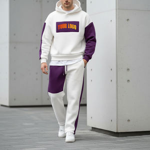 OEM Men's 2-Piece <b>Oversized</b> Pullover Hoodie & Flared <b>Sweatpants</b> Solid Streetwear 2 Piece Tracksuit Polyester/Cotton Material - Product Image 4