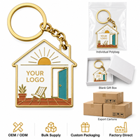 Porte-clés personnalisé en métal pour la maison, 5 cm, avec logo personnalisé, pour agence immobilière, événements immobiliers, cadeau promotionnel