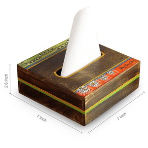 Porta Servilletas de Madera de Mango Marrón para Mostrador, para Bodas, Hogar, Hotel, Restaurante, Oficina, Bar, Caja de Servilletas Hecha en India - Product Image 4