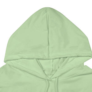 Otoño Invierno ropa mujer tela suave Crop Top sudaderas con capucha en Color sólido manga larga Casual algodón Crop Top Sudadera con capucha para mujer - Product Image 3