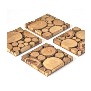 Posavasos de lujo Calidad duradera Diseño único Aislamiento térmico Hecho a mano Elegante posavasos cuadrado de madera de olivo y resina para el hogar - Product Image 6