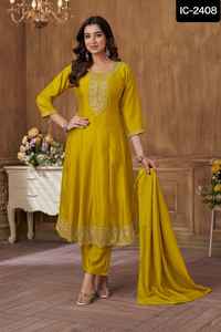 New <b>Women</b> Wear Designer Casual Wear and Festival Wear Anarkali Gowns Style <b>Kurtis</b> with Pent and Dupatta Set with Lowest Price - Product Image 3