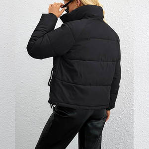 Chaqueta acolchada de lona acolchada Regular gruesa y cálida de invierno para mujer, abrigo negro de talla grande impermeable Reversible elegante con cremallera de poliéster - Product Image 5