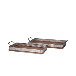Fresh Arrival Home Kitchen <b>Supplies</b> Iron Handle Rectangular Galvanized Serving Tray <b>Hotels</b> <b>Restaurants</b> Serving Tray - Product Image 5