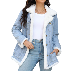 Veste en jean haute performance pour femmes, design classique, look streetwear, couleur unie, look élégant, veste en jean - Product Image 4