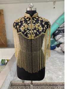 Elegante capa burlesca con flecos de lentejuelas con cuentas, cuello alto, hermosa ropa festiva para ocasiones de Club, logotipo trasero personalizable - Product Image 6